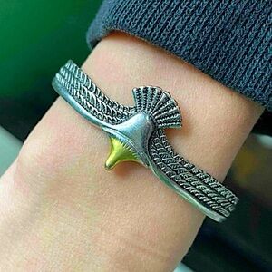 Silver Eagle Bangle Cuff Bracelet